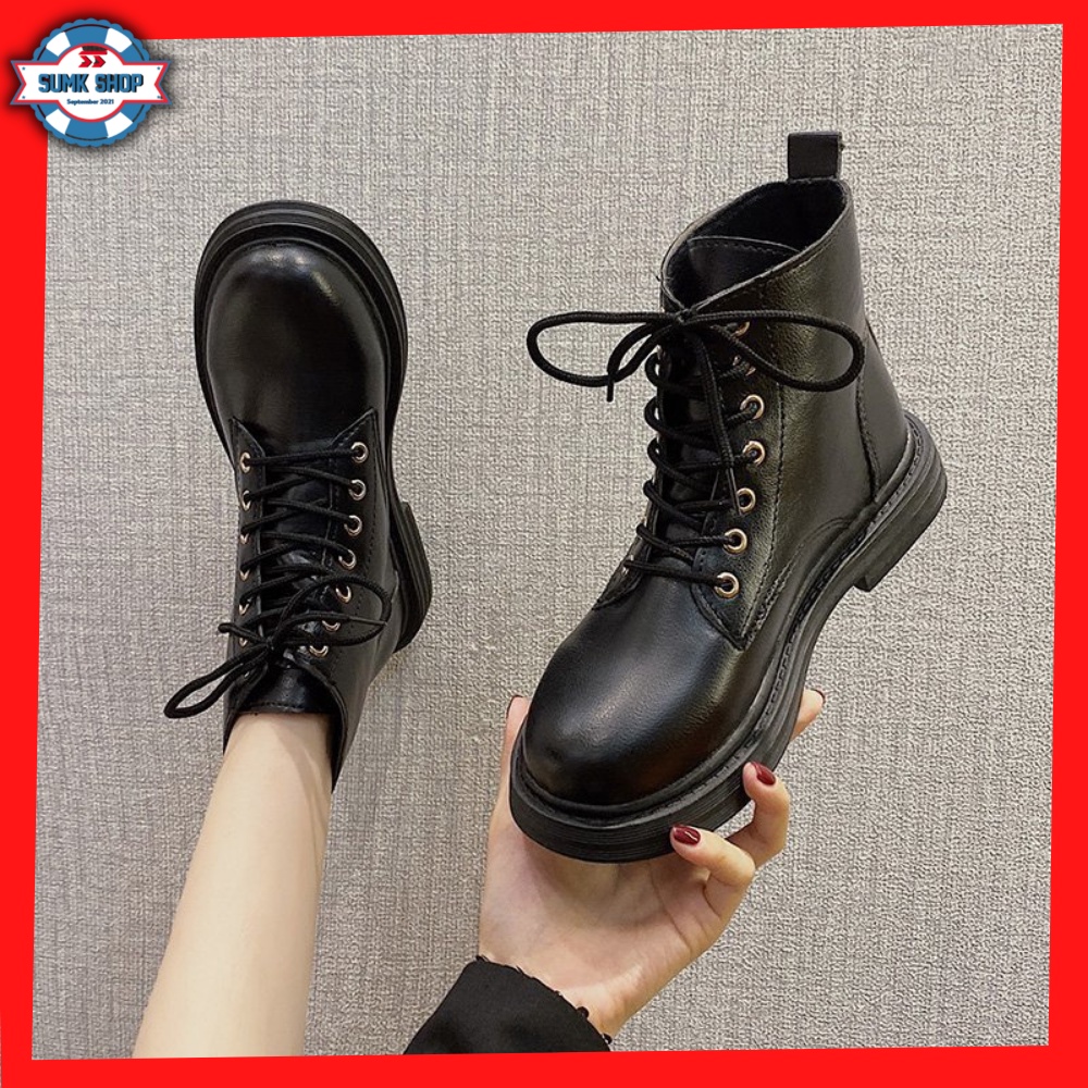 Boot nữ, giày boot nữ cổ thấp Hàn Quốc form dáng Ulzzang, bốt nữ đế bằng trẻ trung cá tính