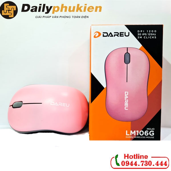 Chuột màu hồng không dây DareU LM106G nữ tính dailyphkien