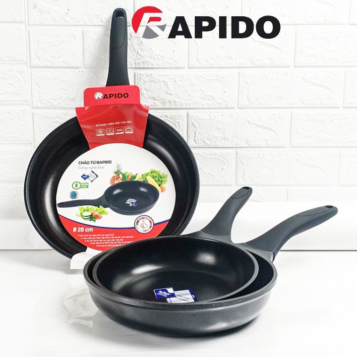 Chảo chống dính bếp từ Rapido 24 cm - 28cm công nghệ chống dính teflon 3 lớp nhập khẩu Mỹ, sử dụng trên các loại bếp