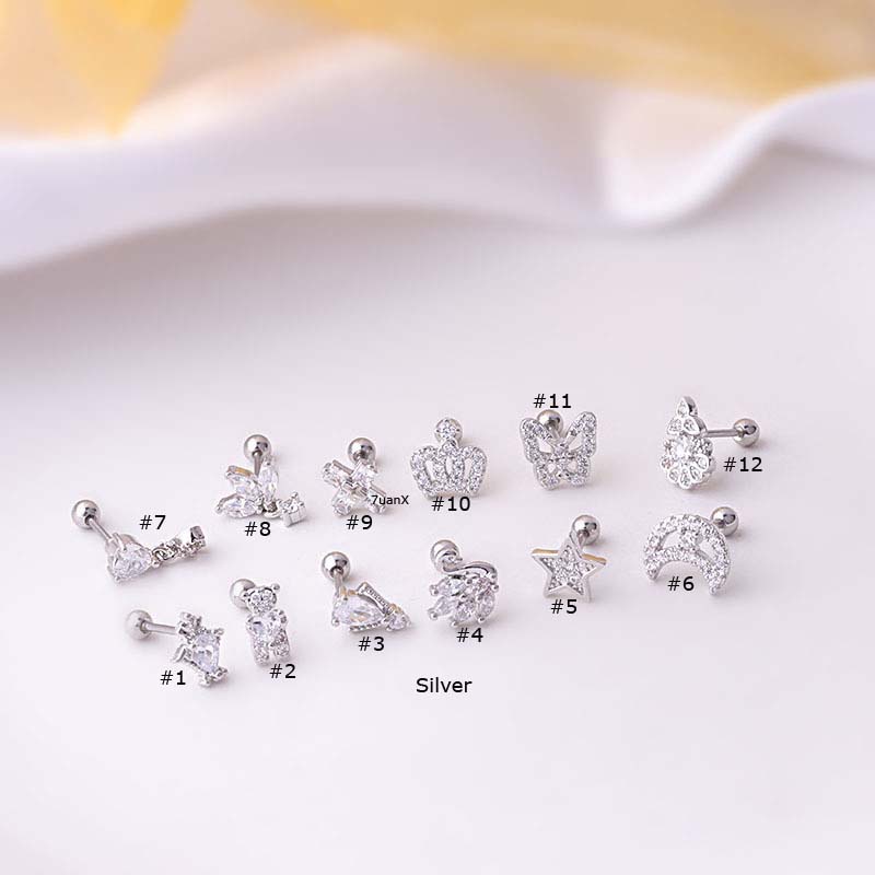 1 Khuyên Tai Hình Mặt Trăng Và Ngôi Sao Bằng Thép Không Gỉ 20G