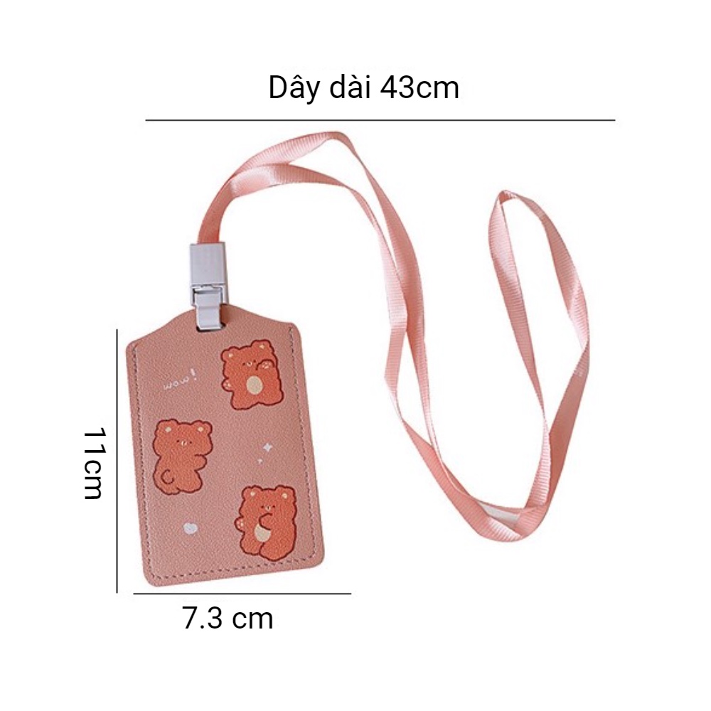Dây đeo thẻ da mềm in hình đáng yêu cho học sinh sinh viên nhân viên văn phòng