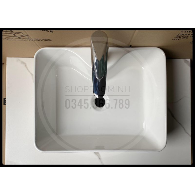 Chậu rửa mặt - Lavabo chữ nhật đặt bàn 609 (KT 48x37cm)