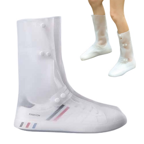 Trắng trong suốt silicone bảo vệ giày bảo vệ chống thấm nước ủng đi mưa dài mùa hè mùa mưa tất bảo vệ đế chống trơn trượt nhẹ bền Mang phụ nữ đàn ông hồ bơi bãi biển nước Unisex Phong cách Hàn Quốc Seoul Hồ bơi phổ biến Bán chạy nhất