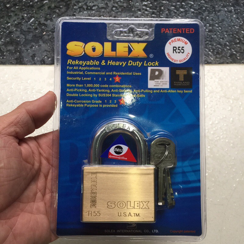 [Hỏa tốc HCM] Ổ khóa Solex R55 thân đồng rộng 55mm Solex Thái Lan - MSOFT
