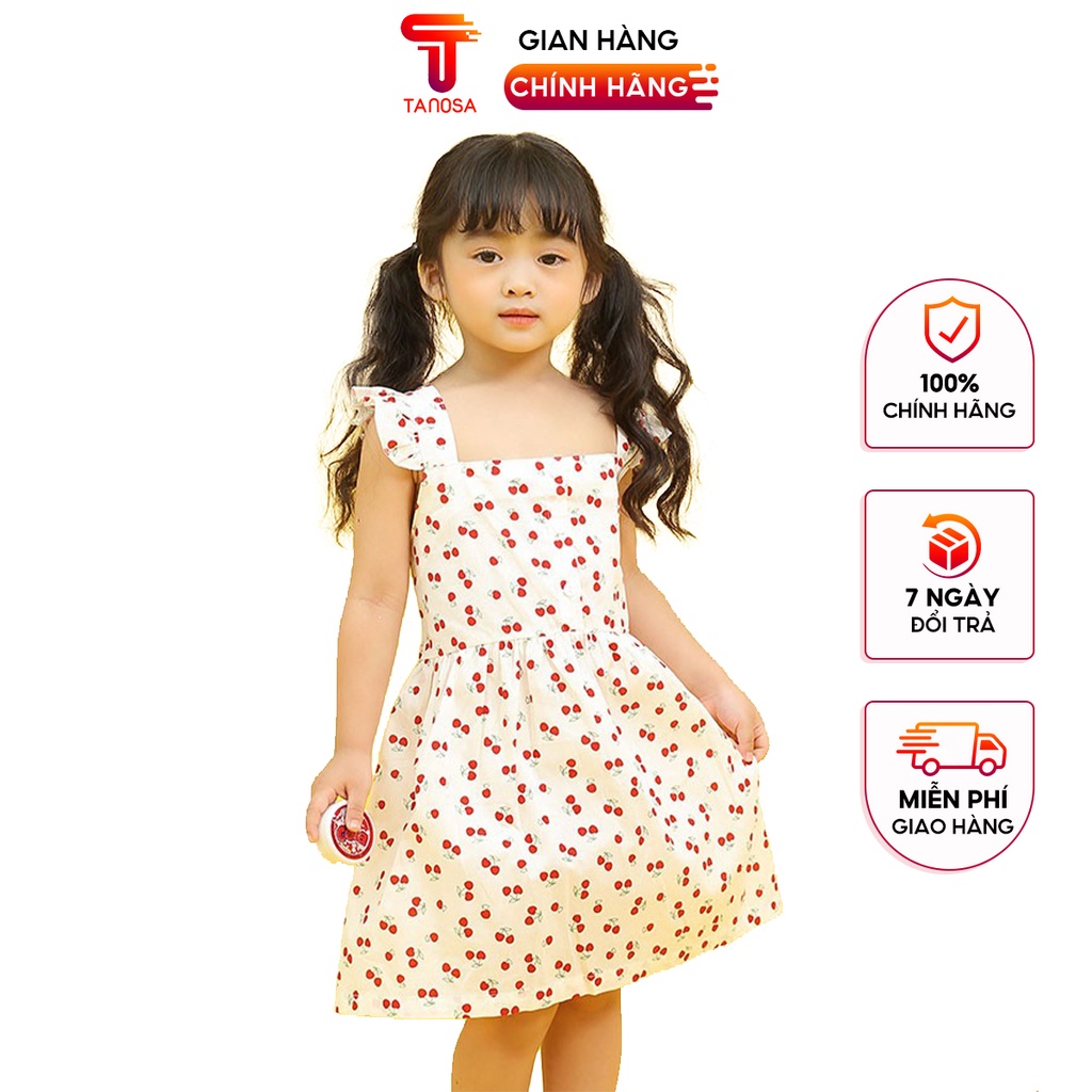 Váy xòe in hình cherry TANOSA xinh xắn thời trang cho bé gái từ 10-25kg