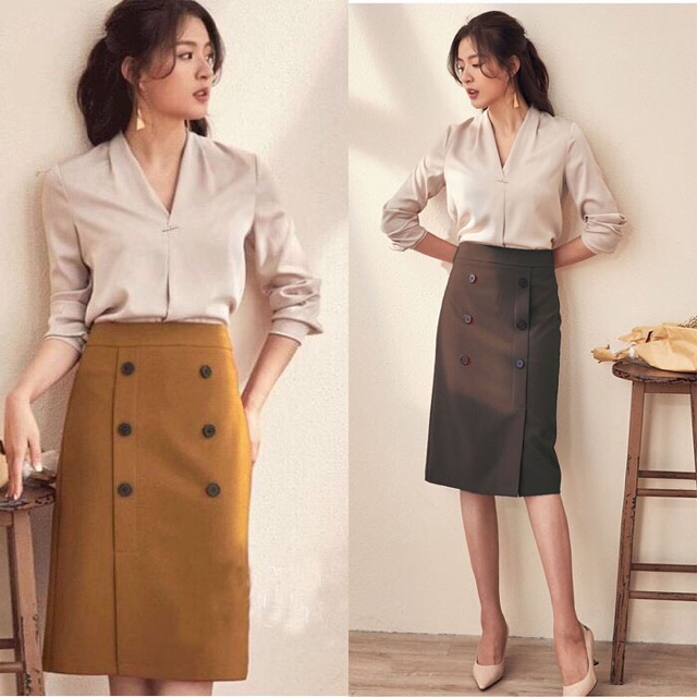 Chân váy phối nút dễ thương | BigBuy360 - bigbuy360.vn