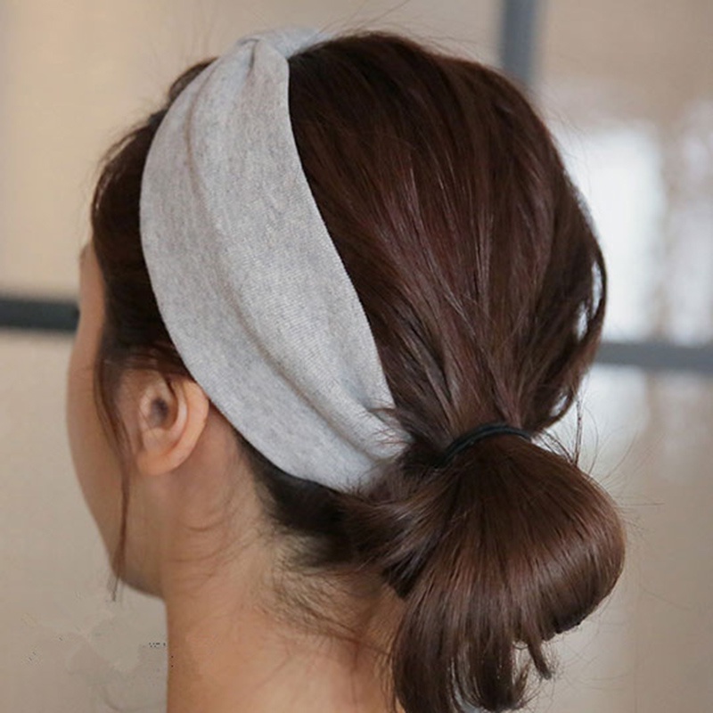 Băng Đô Bằng Vải Cotton Mềm Màu Trơn Thiết Kế Co Giãn Hợp Thời Trang Cho Nữ