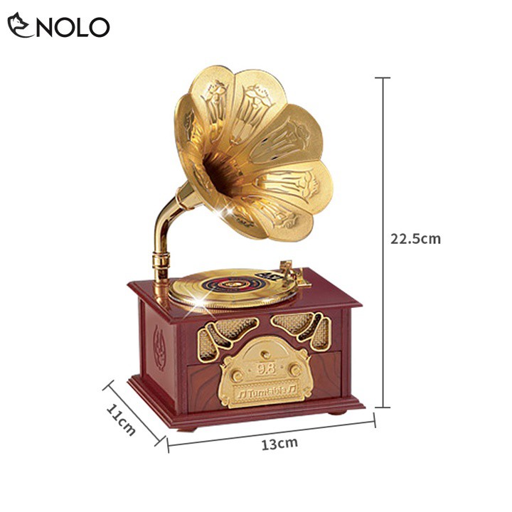 Hộp Nhạc Music Trinket Box Gramophone Phong Cách Máy Chạy Đĩa Cổ Điển Chất Liệu Nhựa ABS