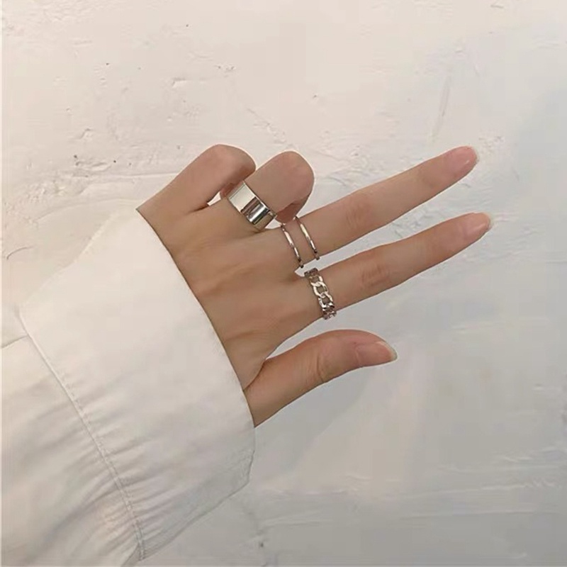 Set 3 Nhẫn Hở Có Thể Điều Chỉnh Kích Cỡ Phong Cách Hàn Quốc Thời Trang