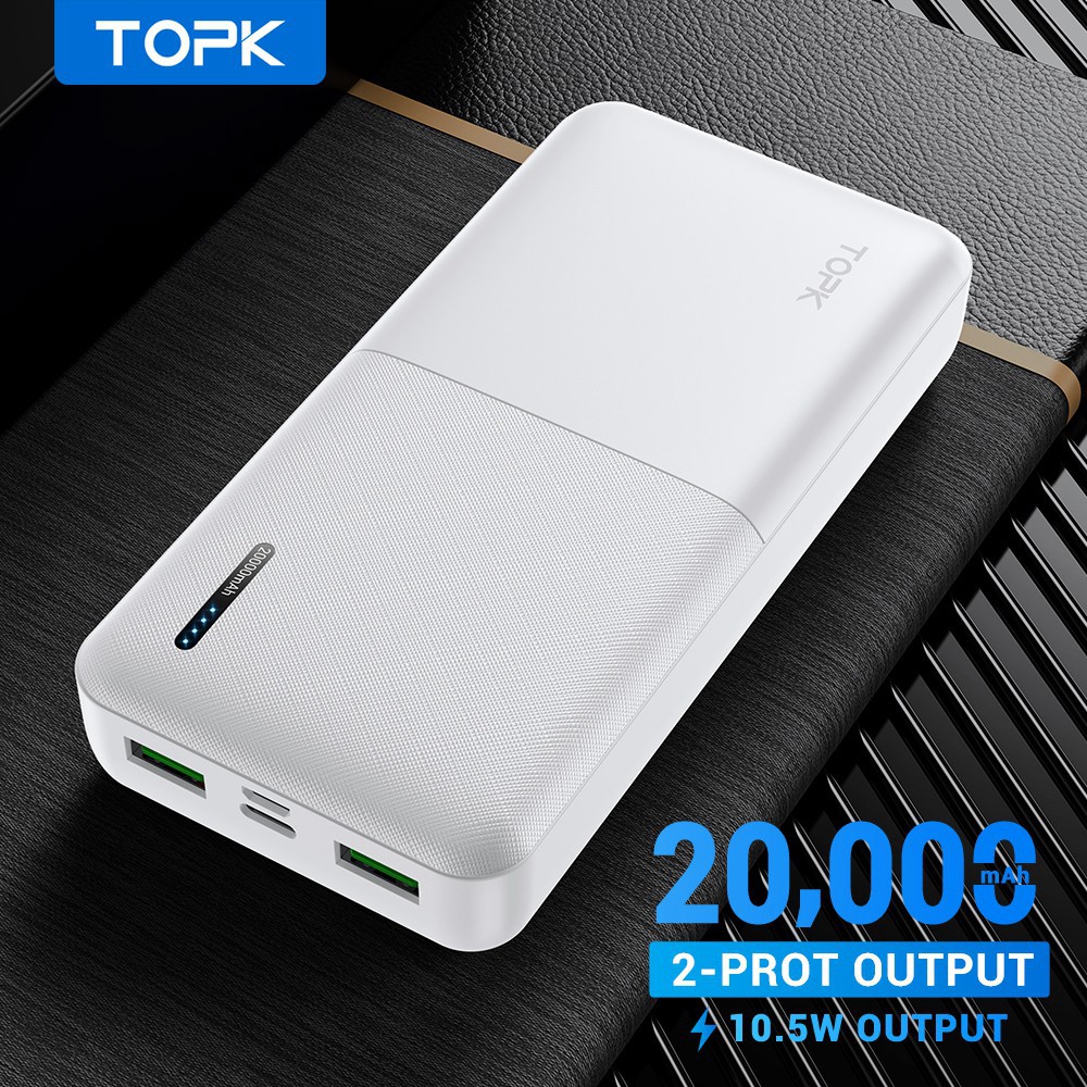 Sạc Dự Phòng TOPK I2009 20000mAh Cổng USB Kép Thiết Kế Nhỏ Gọn Tiện Lợi Cho Xiaomi Samsung iPhone - TopLink