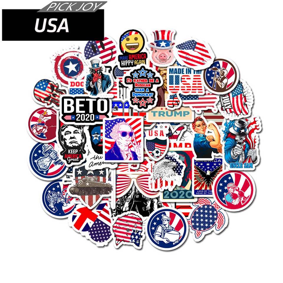 Bộ 50 Sticker Chủ Đề Nước Mỹ Dán Trang Trí Macbook, Vali, Mũ Bảo Hiểm, Điện Thoại, Laptop