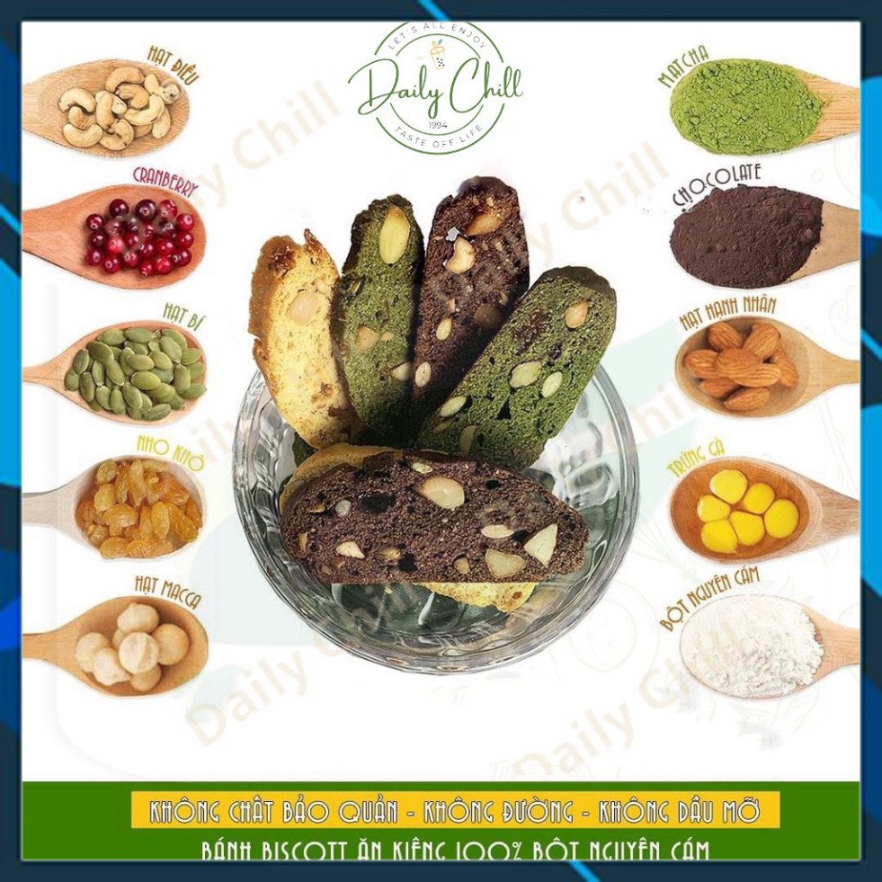 Bánh BISCOTTI  200Gram - Bánh ăn kiêng giảm cân không đường Daily Chill