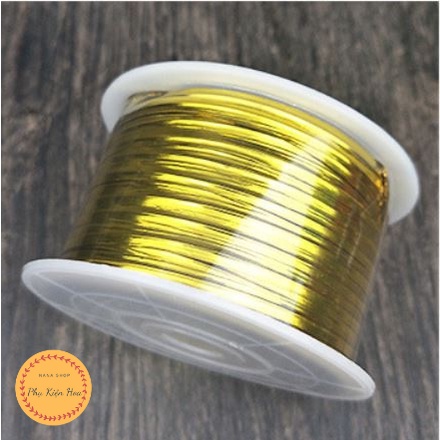 Dây kẽm kim tuyến cuộn bé 91m, cuộn to 360m, gói 700 dây dài 10cm, màu vàng/trắng, buộc túi, hoa, nơ, quà