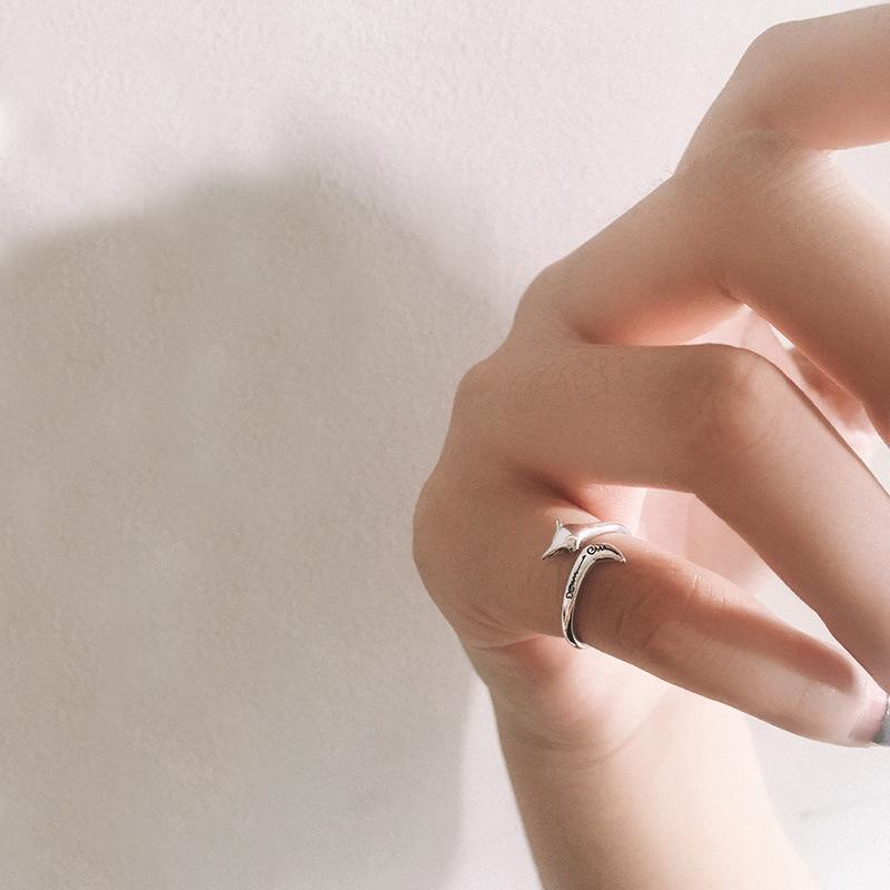 Nhẫn Hở Mạ Bạc 925 Hình Chú Cáo Nhỏ Dễ Thương Chất Lượng Cao Có Thể Điều Chỉnh Cho Cặp Đôi Giải Trí