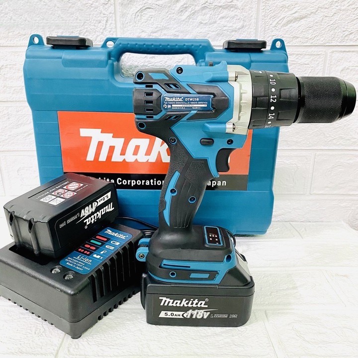 Máy khoan cầm tay pin Makita 118V Không chổi than 3 chức năng, bắn vít tôn đa năng kháng nước 100%