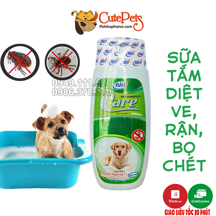 Sữa tắm ve rận cho chó mèo Bio Care 150ml Dầu tắm bọ trét thú cưng - CutePets