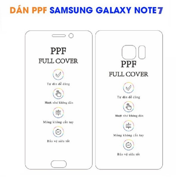 Dán dẻo PPF mặt trước và mặt sau chống trầy xước - phục hồi vết xước cho Samsung Note 7 - Note FE