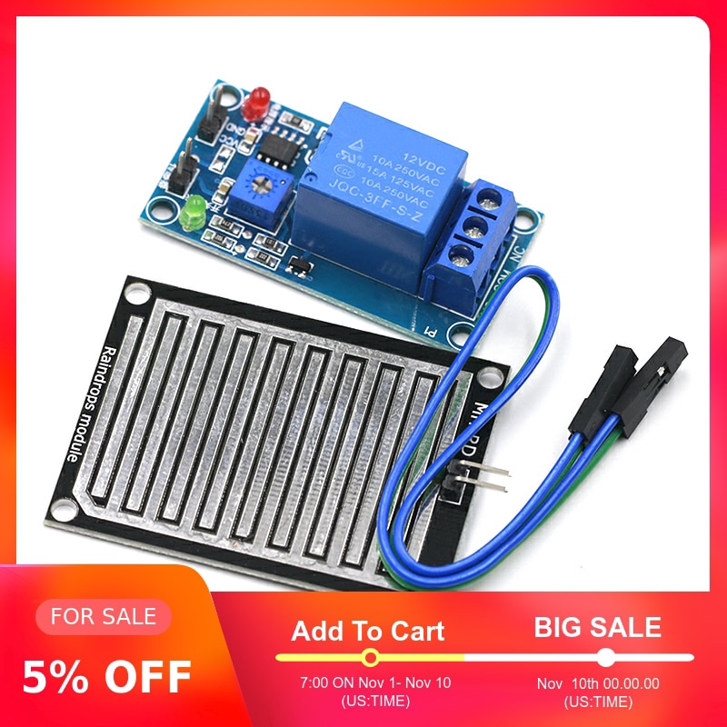 Mô Đun Cảm Biến Mưa Kèm Bộ Điều Khiển Dc 5v 12v Cho Robot Arduino Chất Lượng Cao