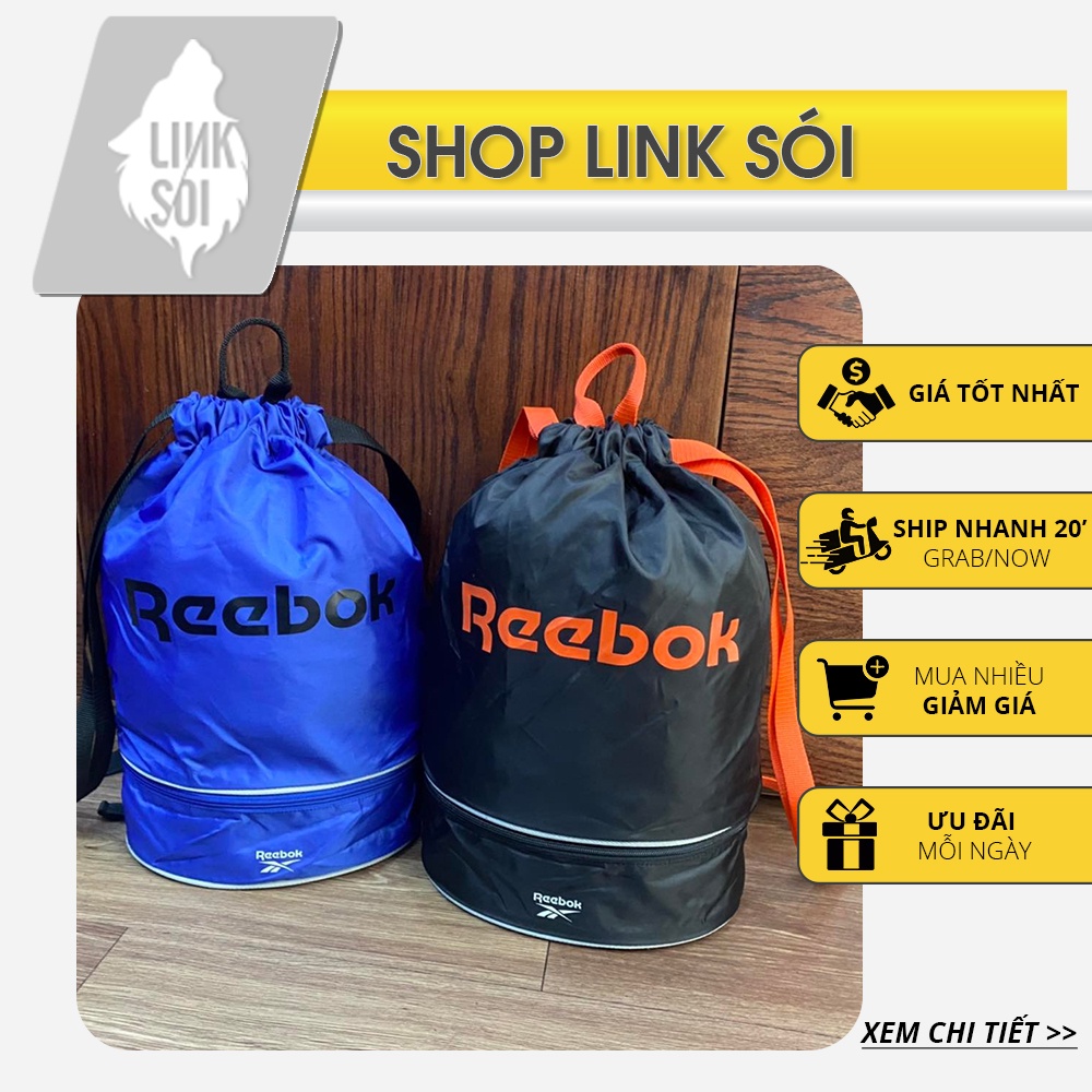 Túi rút đựng giày đá banh Reebok, túi đựng bóng rổ, bóng đá, chống thấm cực tốt