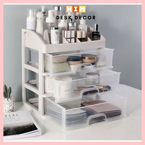 Kệ, tủ đựng đa năng để bàn nhựa dày bền đẹp đựng dụng cụ học tập, mỹ phẩm, đồ dùng nhà tắm... 4 tầng nhiều ngăn to