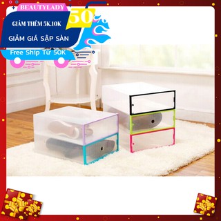 Combo 2 Hộp Đựng Giày Dép Có Nắp Kéo Mở