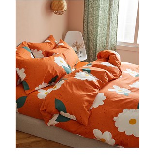 Bộ chăn ga gối cotton poly hoa cam