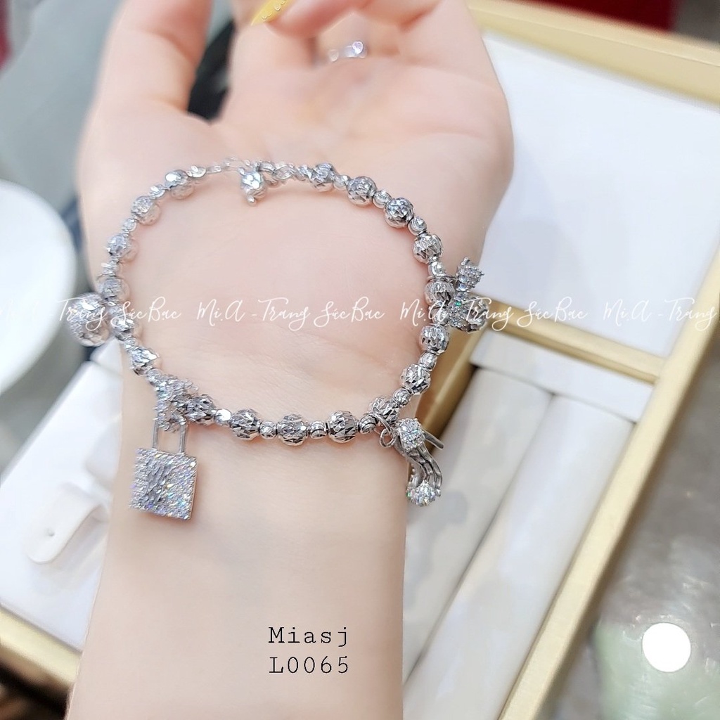 Lắc tay lắc bi nữ Bạc Ý S950 MiASJ kèm phụ kiện charm dễ thương L0065