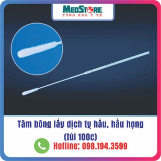 Tăm bông lấy dịch tỵ hầu, hầu họng Medisafe (túi 100 chiếc), tăm lấy mẫu bệnh phẩm tiệt trùng
