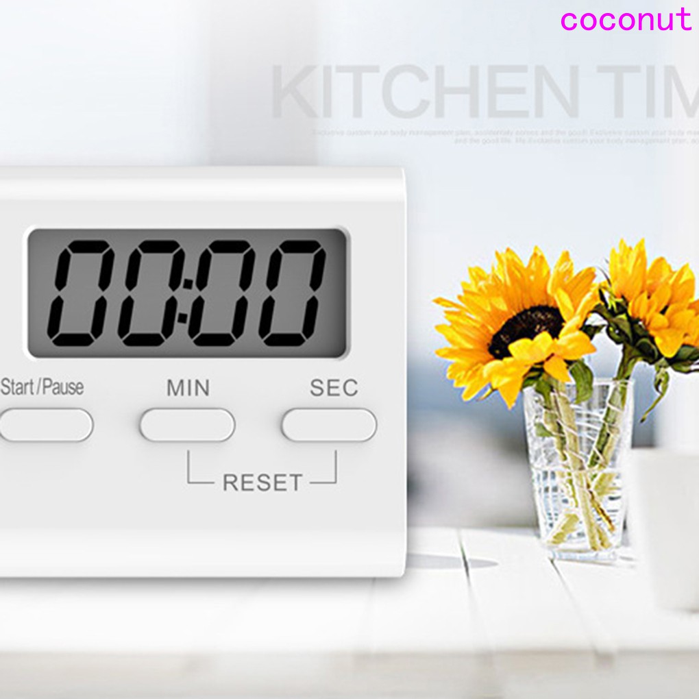 White LCD Digital Kitchen Cooking Timer Count Down Up Clock Loud Alarm Magnetic Hour Meter