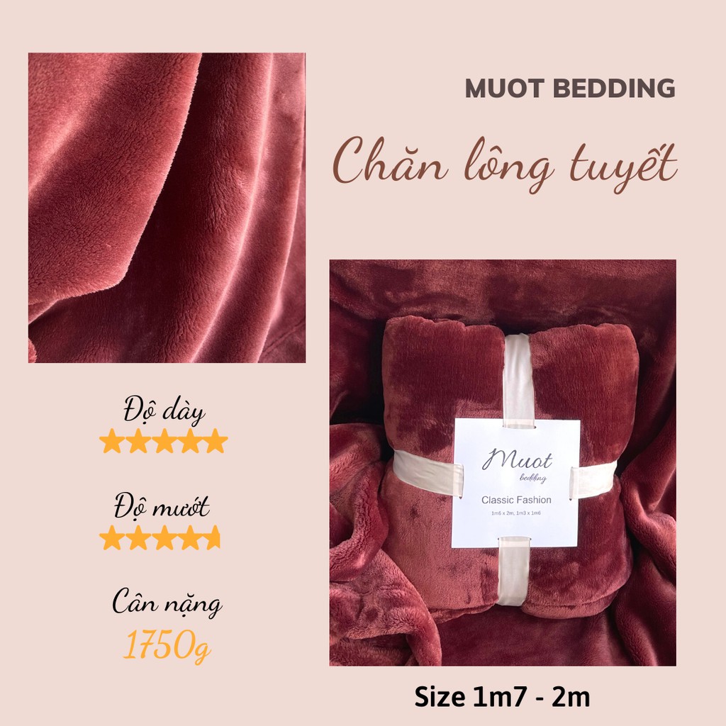 Chăn lông tuyết [Size 1m7 x 2m] [Hàng cao cấp - Chất lượng] Chăn ga gối đệm, Chăn mền mịn mướt - Màu sô cô la [VIP4]