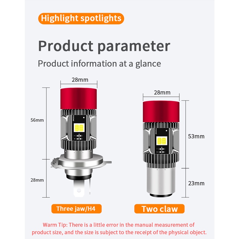 Đèn Pha LED H4 Ba20d Ánh Sáng Trắng Chất Lượng Cao Cho Xe Mô Tô