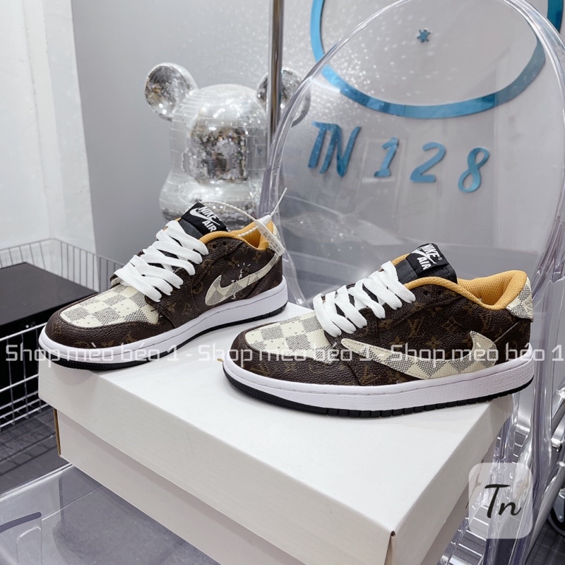 Giày thể thao sneaker cổ thấp jd hoa lv kẻ ô fullbox ( full size nam nữ )