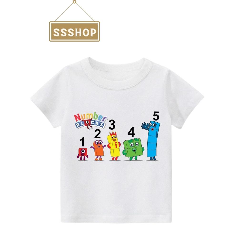 Áo thun bé trai và bé gái in hình numberblocks , Chất liệu cotton thoáng mát mềm mịn, Hình in không bong tróc SSSHOP 03