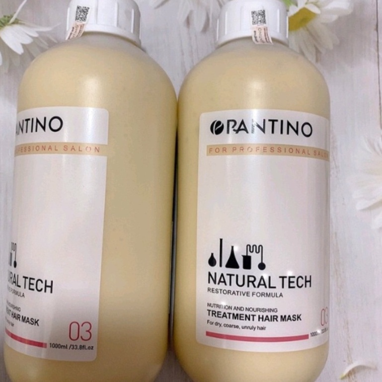 Dầu gội xả Pantino Natural Tech phục hồi giữ màu tóc nhuộm, sạch gàu, kiềm dầu, siêu mượt cặp 1000ml hàng chính hãng