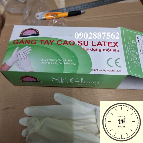 găng tay cao su latex (sử dụng 1 lần) găng tay y tế 1 hộp 50 cặp