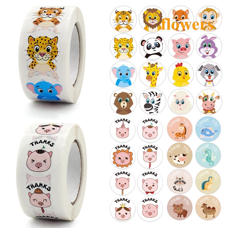 Set 500 Miếng Dán Trang Trí Hình Thú Hoạt Hình Dễ Thương