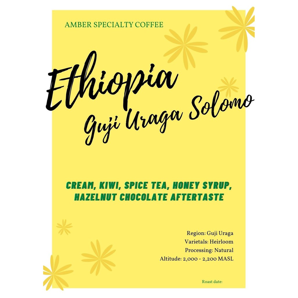 Cà Phê Hạt rang Ethiopia Guji Uraga Solomo Natural 150g