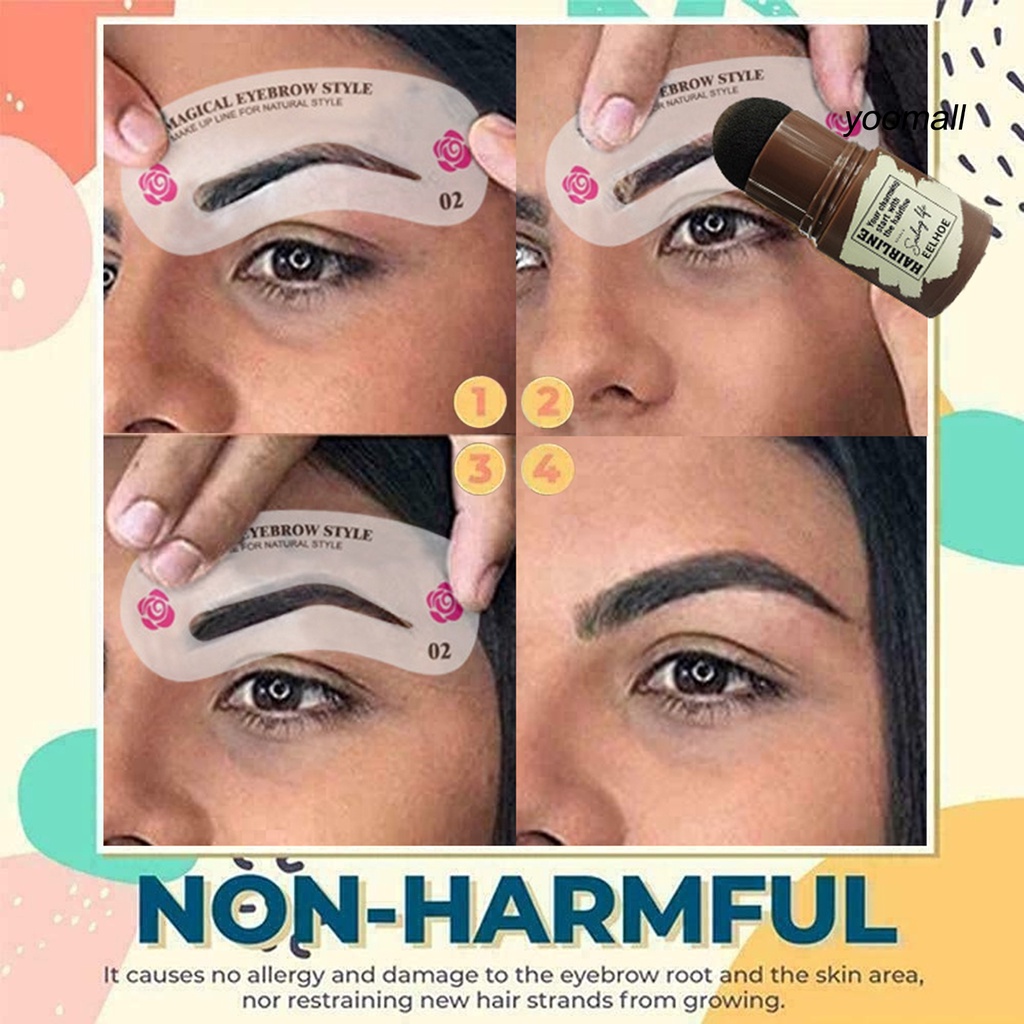 [Hàng mới về] Bộ khuôn kẻ bằng PVC và bột dặm lông mày một bước tối giản dễ sử dụng tiện lợi