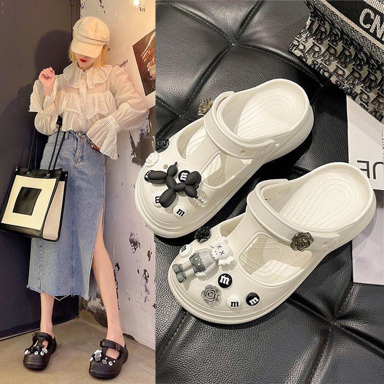 Dép sục nữ Gấu Kaws hở mũi đế độn 3cm thời trang ulzzang Hàn Quốc đi cực êm siêu Hot TH-89 ( video tự quay thật )