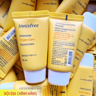 (Mẫu mới) Mini Size Kem chống nắng Innisfree Intensive Triple Care Sunscreen Mini size 20ml