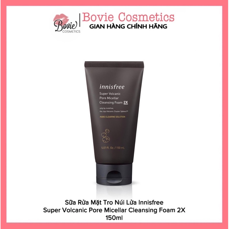 Sữa Rửa Mặt Tro Núi Lửa Innisfree Super Volcanic Pore Micellar Cleansing Foam 2X 150ml