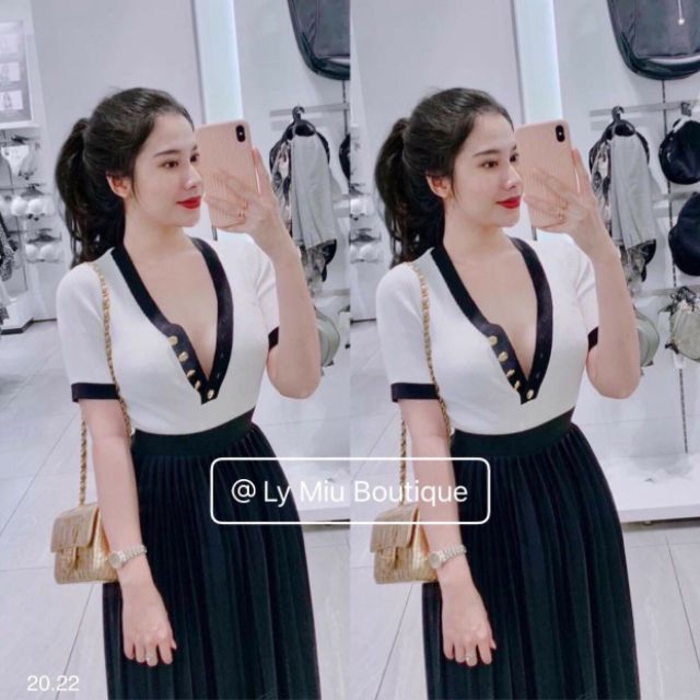 Áo len montogi cộc tay cổ tim cực hot | BigBuy360 - bigbuy360.vn