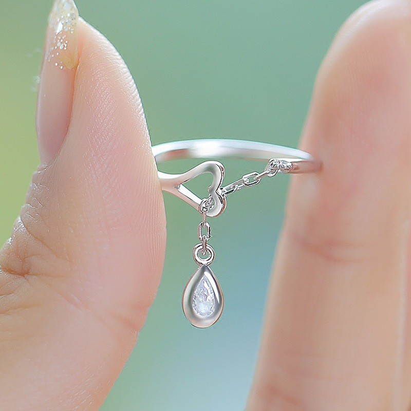 Nhẫn bạc 925 thiết kế hình giọt nước đính đá thời trang cho nữ ANTA Jewelry - ATJ3461