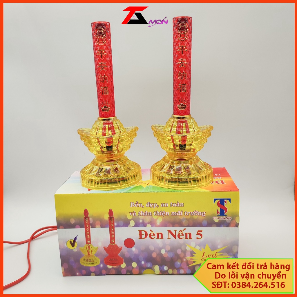 Giá 1 cặp Đèn thờ nến thỏi vàng, Trưng bàn thờ gia tiên, thờ phật, Đèn thờ để cúng để chung cư