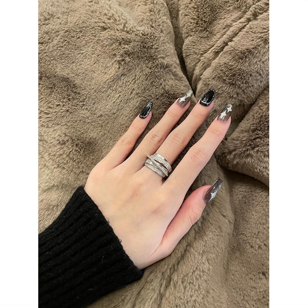 Nhẫn Bạc Đính Đá Zircon Sang Trọng Cổ Điển Có Thể Điều Chỉnh Cho Nữ