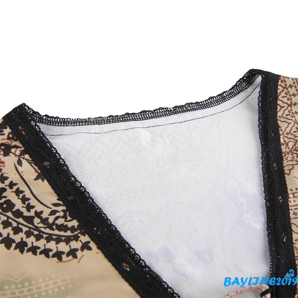 Áo thun lửng tay dài cổ V họa tiết thời trang cho nữ