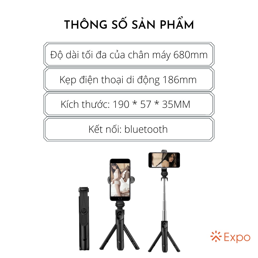 Gậy tự chụp ảnh selfie 3 chân có điều khiển từ xa, hỗ trợ livestream, chụp hình sống ảo XT-09