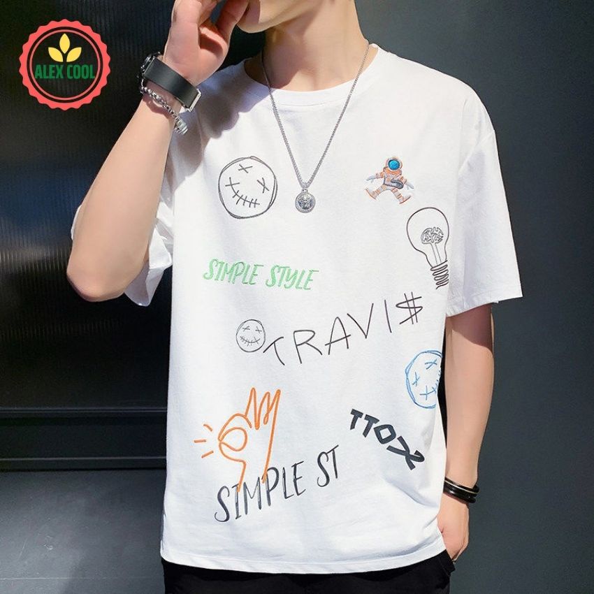Áo thun nam, áo phông nam tay ngắn cổ tròn chất thun lạnh co giãn 4 chiều hình TRAVIS alex cool