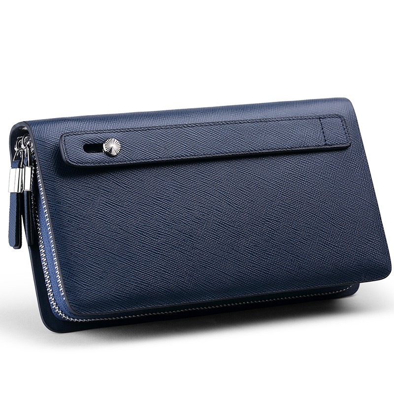 Ví nam cầm tay cao cấp William Polo 312 Clutch 2 khoá da bò vân safiano-Bảo hành 12 tháng