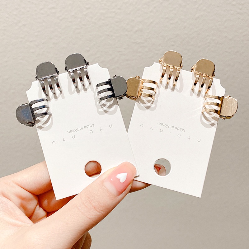Set 4 Kẹp Tóc Kim Loại Kiểu Hàn Quốc Giá Đỡ